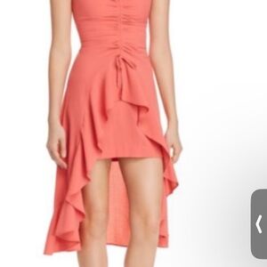 Coral Sleeveless High-Low Dress